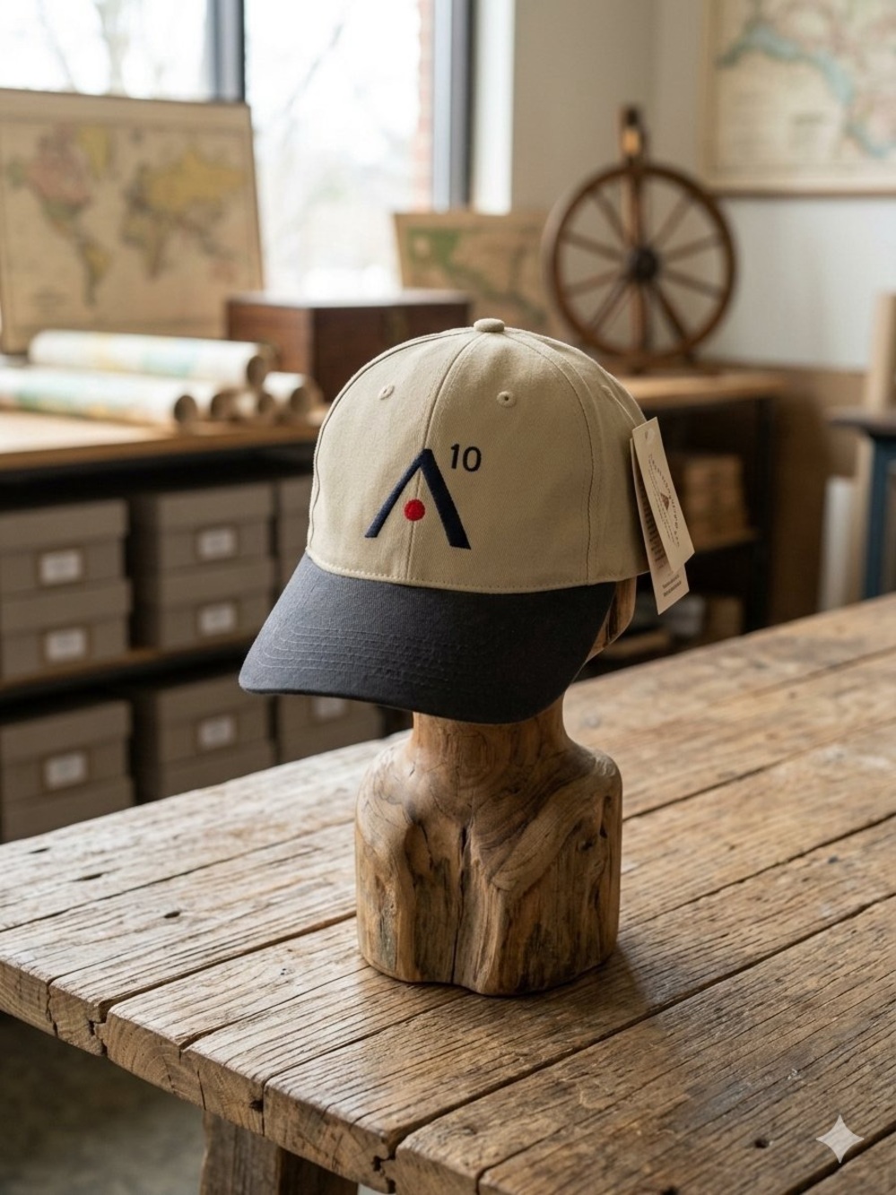 A10 Two-Tone Baseball Cap in Khaki and Black